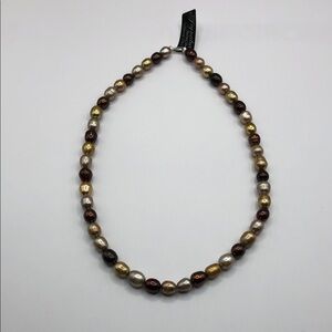 Genuine cultured freshwater dyed colorful pearls necklace sterling silver 925.